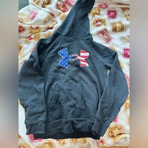 Under Armour Kids Black Hoodie with Flag Design